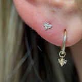 Minimalist Bee Flat Back Stud Earrings in Solid 14k Yellow Gold
