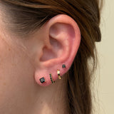 Black Diamond Cartilage Flat Back Stud Earrings in Solid 14k White Gold