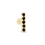 Black Onyx Studded Bar Flat Back Stud Earrings in Solid 14k Yellow Gold