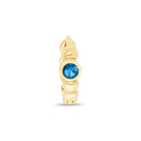 Blue Topaz Beaded Hoop in Solid 14k Yellow Gold