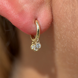 Cubic Zirconia Charm Hoop in Solid 14k Yellow Gold