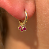 Ruby Charm Hoop in Solid 14k Yellow Gold