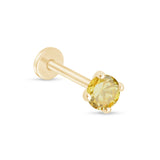 Citrine Cartilage Flat Back Stud Earrings in Solid 14k Yellow Gold