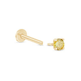 Citrine Cartilage Flat Back Stud Earrings in Solid 14k Yellow Gold