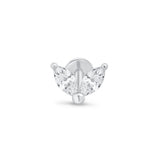 Cubic Zirconia Double Marquise Flat Back Stud Earrings in Solid 14k White Gold