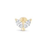 Cubic Zirconia Double Marquise Flat Back Stud Earrings in Solid 14k Yellow Gold