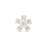 Blooming Flower Flat Back Stud Earrings in Solid 14k Yellow Gold