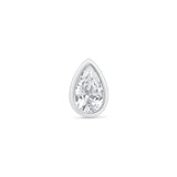 Pear Gemstone Flat Back Stud Earrings Bezel Set in Solid 14k White Gold