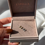 Solitaire Diamond Drop Flat Back Stud Earrings in Solid 14k White Gold