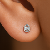 Pear Diamond Flat Back Stud Earrings Milgrain Setin Solid 14k White Gold