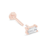 Diamond Baguette Flat Back Stud Earrings in Solid 14k Rose Gold