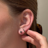 Black Diamond Cartilage Flat Back Stud Earrings in Solid 14k White Gold