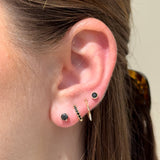 Black Onyx Flat Back Stud Earrings Milgrain Set in Solid 14k Yellow Gold