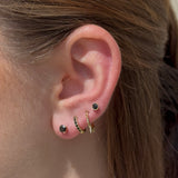 Black Onyx Flat Back Stud Earrings Milgrain Set in Solid 14k Yellow Gold