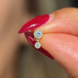 Double Diamond Drop Flat Back Stud Earrings in Solid 14k Yellow Gold