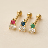 Diamond and Sapphire Flat Back in Solid 14k Yellow Gold
