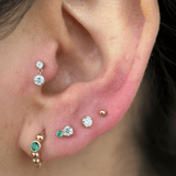 Diamond Threaded Flat Back Stud Earrings in Solid 14k Yellow Gold