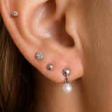 Diamond Threaded Flat Back Stud Earrings in Solid 14k White Gold