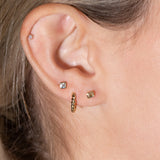 Princess Cut Gemstone Flat Back Stud Earrings Bezel Set in Solid 14k White Gold