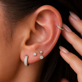Diamond Threaded Flat Back Stud Earrings in Solid 14k White Gold