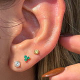 Diamond Threaded Flat Back Stud Earrings in Solid 14k Rose Gold