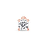 Diamond Threaded Flat Back Stud Earrings in Solid 14k Rose Gold