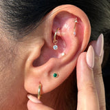 Solid 14k Gold Round Opal Stud Earring
