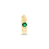 Emerald Beaded Hoop in Solid 14k Yellow Gold