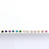 Round Gemstone Flat Back Stud Earrings Bezel Set in Solid 14k White Gold