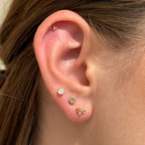 Gold Disc Flat Back Stud Earrings in Solid 14k Yellow Gold