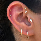 Solid 14k Gold Marquise Opal Milgrain Stud Earring