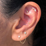 Solid 14k Gold Teardrop Opal Milgrain Stud Earring
