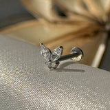 Fluttering Butterfly Flat Back Stud Earrings in Solid 14k Yellow Gold
