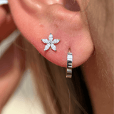 Gold Mini Hoop Earring in Solid 14k White Gold