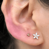Marquise Flower Flat Back in Solid 14k White Gold