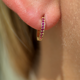 Ruby Cartilage Hoop in Solid 14k Yellow Gold