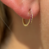 Ruby Cartilage Hoop in Solid 14k Yellow Gold