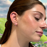 Turquoise Flat Back Stud Earrings Milgrain Set in Solid 14k Yellow Gold