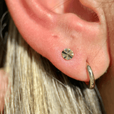 Diamond Cut Solid 14k Yellow Gold Disc Flat Back Stud Earrings