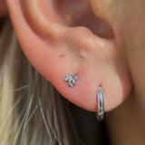 Diamond Cut Solid 14k White Gold Trinity Flat Back Stud Earrings