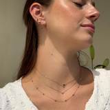 Diamond Heart Station Necklace in Solid 14k Rose Gold