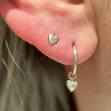 Hoop with Heart Charm in Solid 14k Yellow Gold