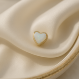 Solid 14k Gold Opal Heart Stud Earring