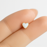 Solid 14k Gold Opal Heart Stud Earring
