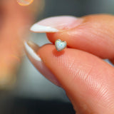 Solid 14k Gold Opal Heart Stud Earring