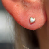 Solid 14k Gold Opal Heart Stud Earring