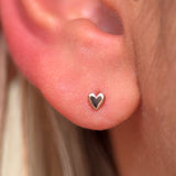 Minimalist Heart Flat Back Stud Earrings in Solid 14k Rose Gold