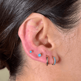 Turquoise Flat Back Stud Earrings Milgrain Set in Solid 14k Yellow Gold