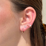 Double Ball Flat Back Stud Earrings in Solid 14k Rose Gold