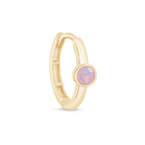 Bezel Set Opal Huggie in Solid 14k Yellow Gold